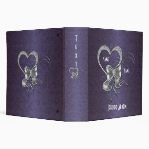 Binder Dark Purple Silver Hearts Photo Album
