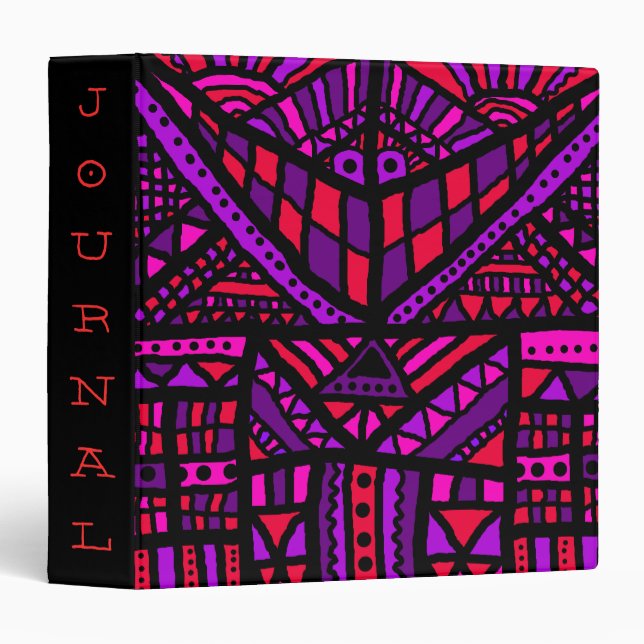 Binder, Doodle abstract smile, pruple red pink Binder (Front/Spine)