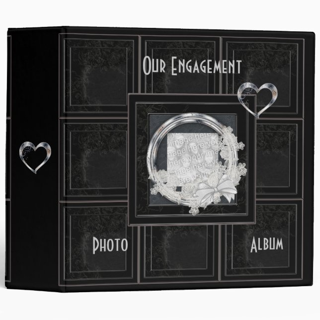 Binder Engagement Album Aged Black Panel Add Photo (Front/Spine)