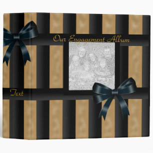 Binder Engagement Album Black Gold Stripe Photo