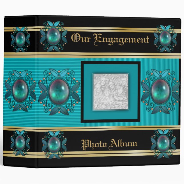 Binder Engagement Photo Album Teal Jewel Frame (Front/Spine)