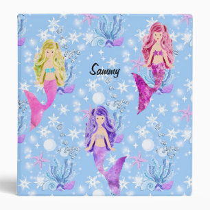 Binder for Young Girl with Mermaids & Sea