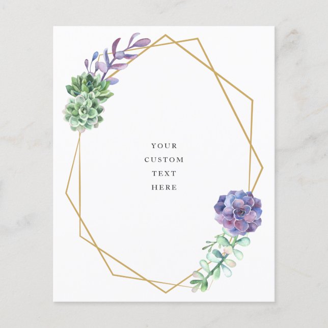 Binder insert flat card Purple Succulents (Front)