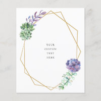 Binder insert flat card Purple Succulents
