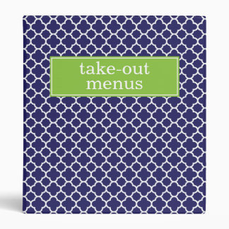 Binder | Navy and Lime Quatrefoil