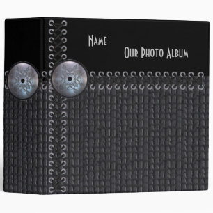Binder Photo Album Black Leather Look Eyelets