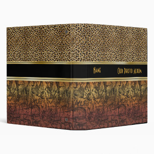 Binder Photo Album Gold Old Paper Leopard Look