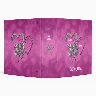 Binder Pink Silver Hearts Photo Album