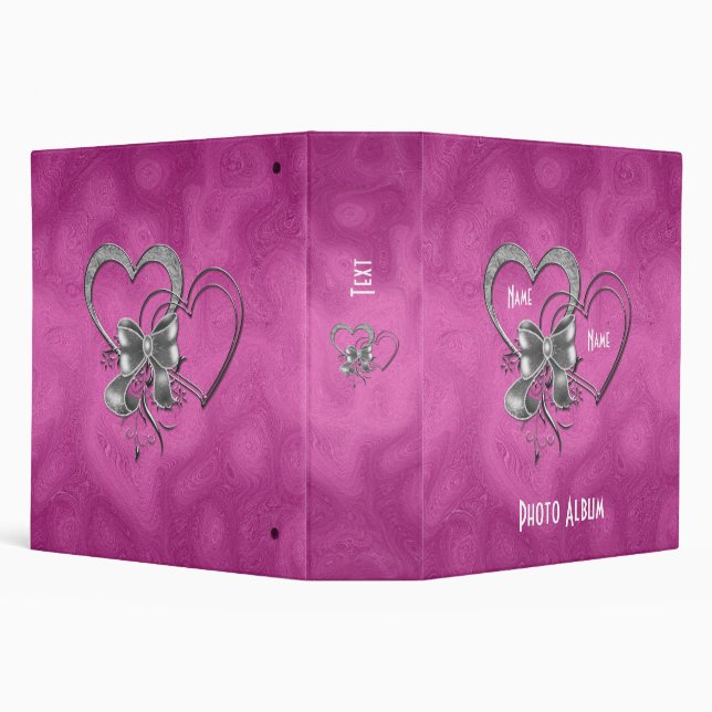 Binder Pink Silver Hearts Photo Album (Background)