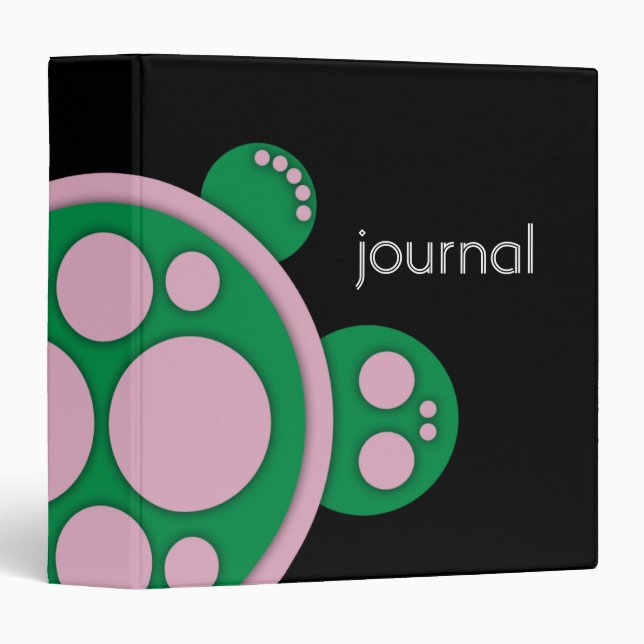 Binder, Round Turtle, Pink Green Black Binder (Front/Spine)
