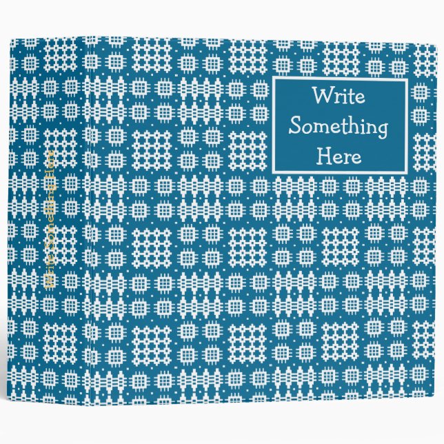 Binder to Personalize: White, Navy: Welsh Tapestry (Front/Spine)