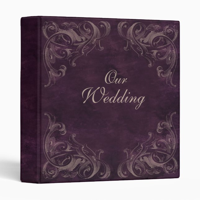 Binder Wedding Antique Scroll Purple (Front/Spine)