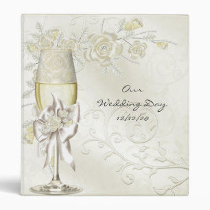 Binder Wedding Photos Gold Cream Pearl Floral Rose