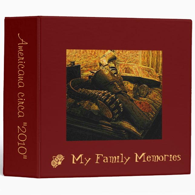 Binder with Gun, Holster Quilt and Flask (Front/Spine)