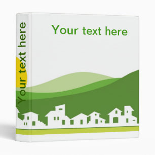 Binder with houses, hills and sun