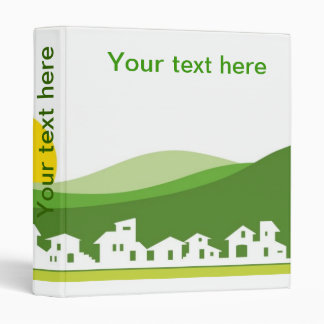 Binder with houses, hills and sun