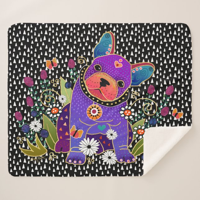 BINDI FRENCH BULLDOG  sherpa blanket 3 sizes (Front (Horizontal))