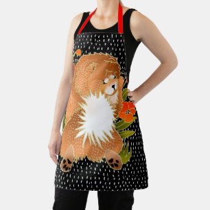 BINDI MINGSIE Red Chow All-Over Print Apron