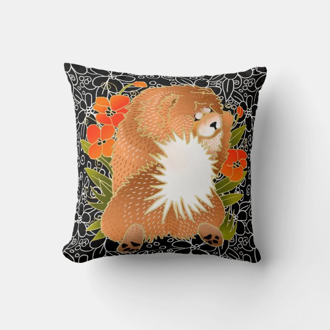 BINDI MINGSIE -red chow pillow-right/left facing Throw Pillow (Front)