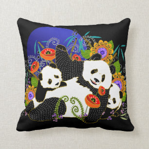 BINDI PANDAS pillow-change background colour Throw Pillow