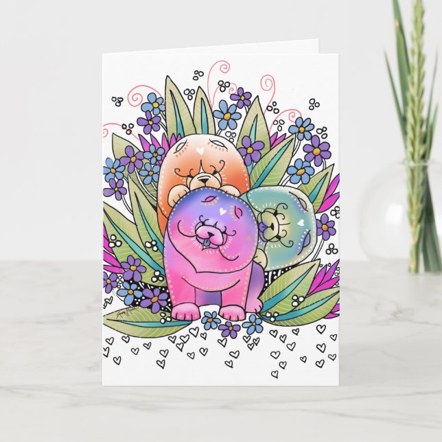 BINDI PLAYDATE Chow Artcards Holiday Card (Front)