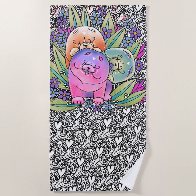 BINDI PLAYDATE Chow beach towels (Front)