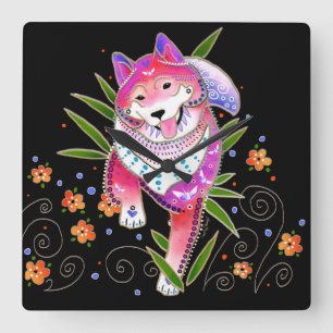 BINDI SHIBA INU customize background colour Square Wall Clock