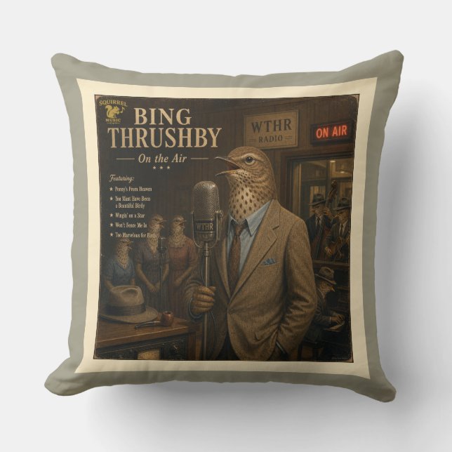 Bing Thrushby Album: a Parody Throw Pillow (Front)