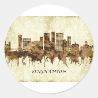 Binghamton New York Cityscape Classic Round Sticker