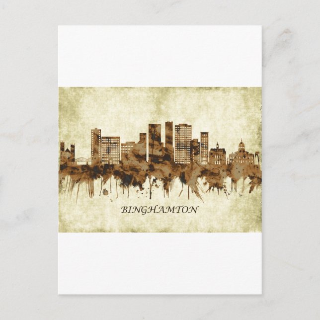 Binghamton New York Cityscape Holiday Postcard (Front)