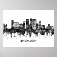 Binghamton New York Skyline BW