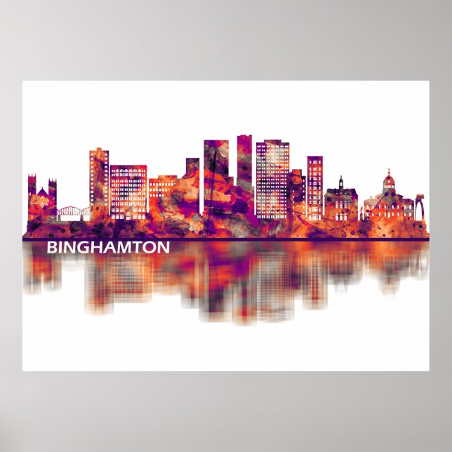 Binghamton New York Skyline Poster (Front)