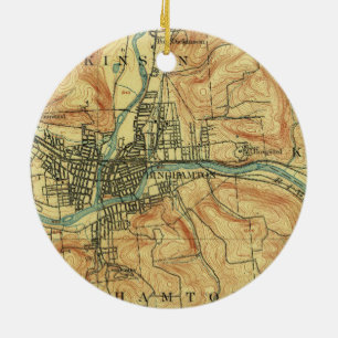 Binghamton NY Vintage Map Ceramic Ornament
