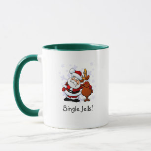 Bingle Jells Santa & Rudolph Holiday Coffee Mug