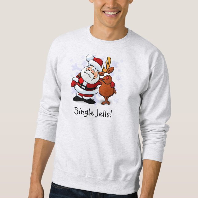 Bingle Jells Santa & Rudolph Holiday Sweatshirt (Front)