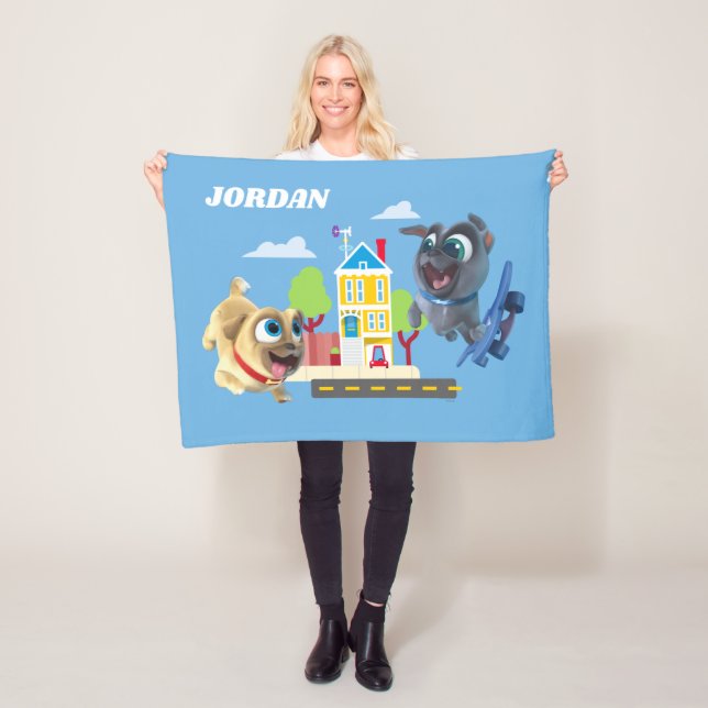 Bingo and Rolly | Pugs to the Rescue Fleece Blanket (In Situ)