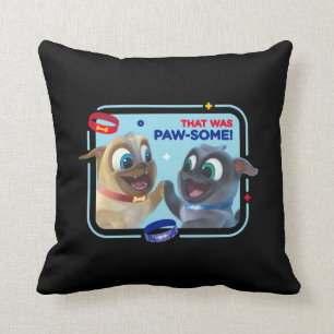 Bingo and Rolly   That was Paw-Some Throw Pillow