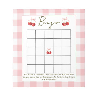 Bingo baby shower game Cherry Sweet Notepad