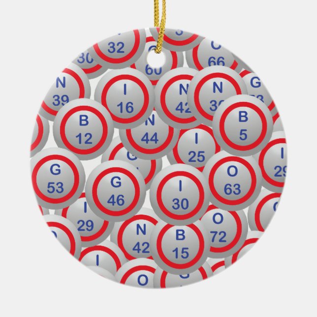 Bingo Balls Ceramic Ornament (Front)