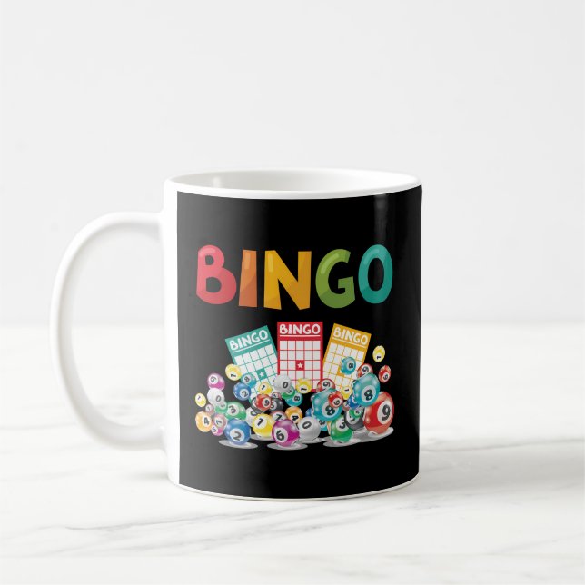 Bingo Bingo Cards Lettering Lucky Gambling Coffee Mug (Left)