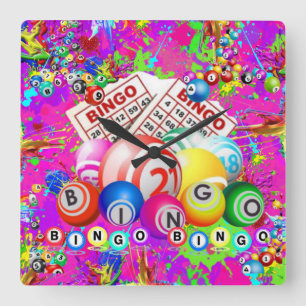 BINGO BINGO Designed By CBDOilPrincess  Square Wall Clock
