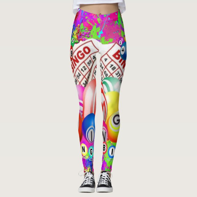 BINGO BINGO Splattered Paint CBDOilPrincess  Leggings (Front)
