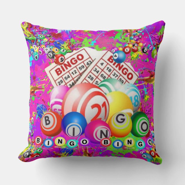 BINGO BINGO Splattered Paint CBDOilPrincess  Throw Pillow (Front)