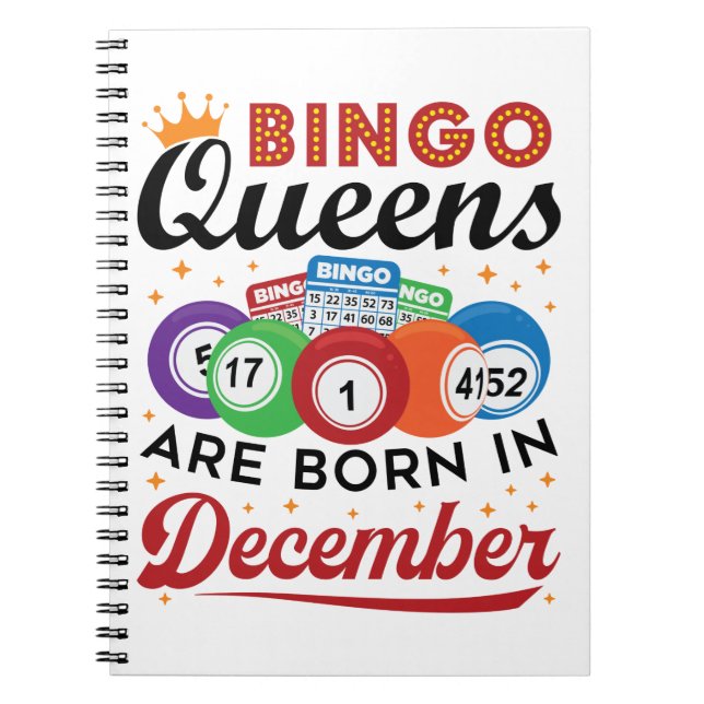 Bingo Birthday Bingo Queens Are Born in December Notebook (Front)