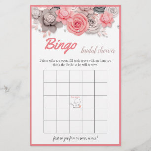 Bingo Bridal Shower Game Card