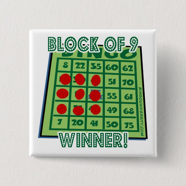 Bingo Button Block of 9 Bingo Winner! (Front)