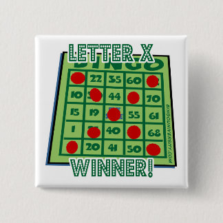 Bingo Button Letter "X" Winner!