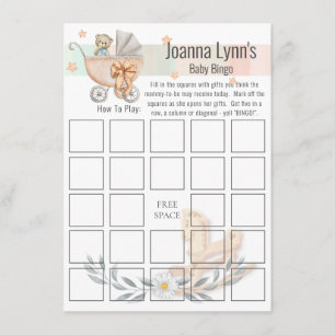 Bingo Card Baby Shower   Bear and Rocking Horse