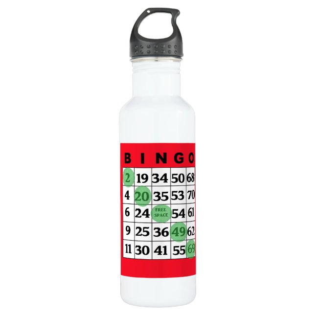 BINGO Card & Dabber Good Luck Water Bottle (Front)