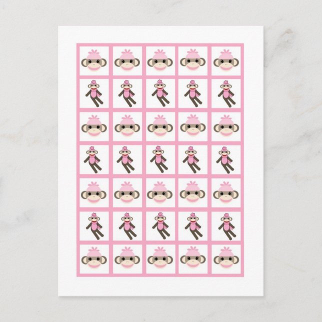 Bingo Card Markers Pink Sock Monkey (Front)